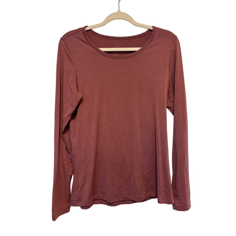 Woolx Remi Plum Mauve Merino Wool Blend Long Sleeve Scoop Neck Top Womens Medium